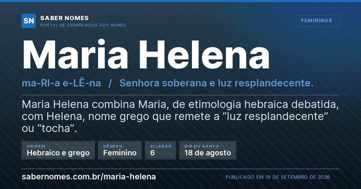Imagem com o significado do nome Maria Helena