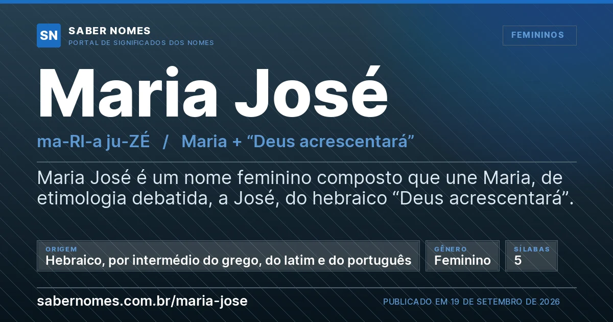 Imagem com o significado do nome Maria José