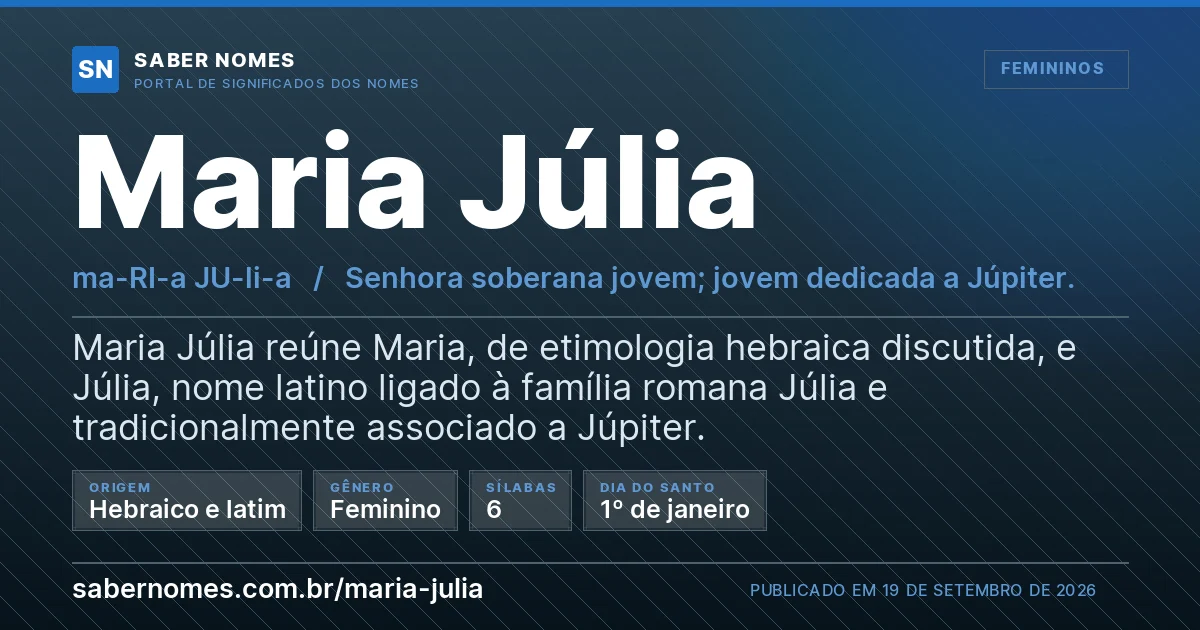 Imagem com o significado do nome Maria Júlia