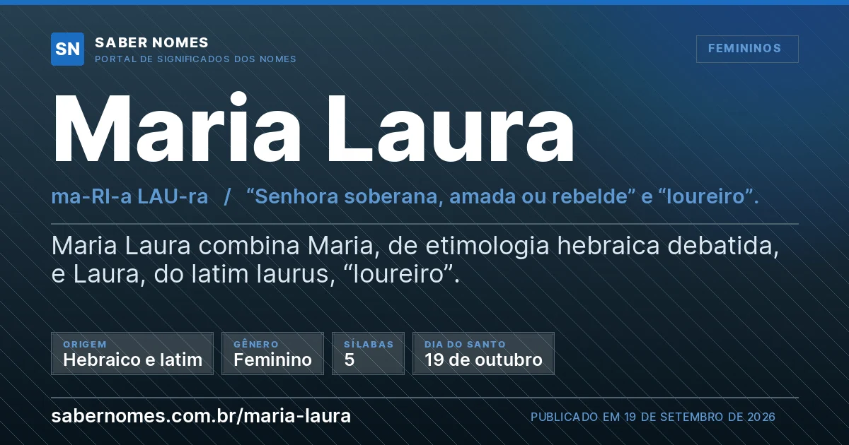 Imagem com o significado do nome Maria Laura