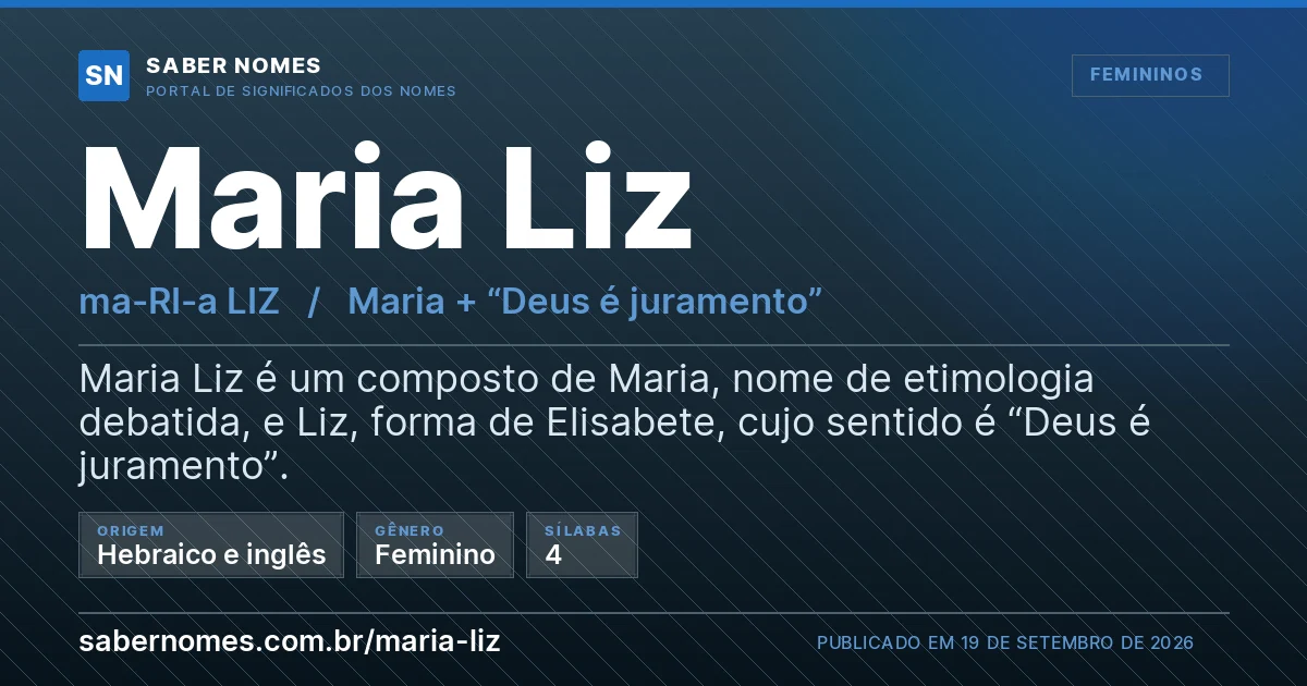 Imagem com o significado do nome Maria Liz