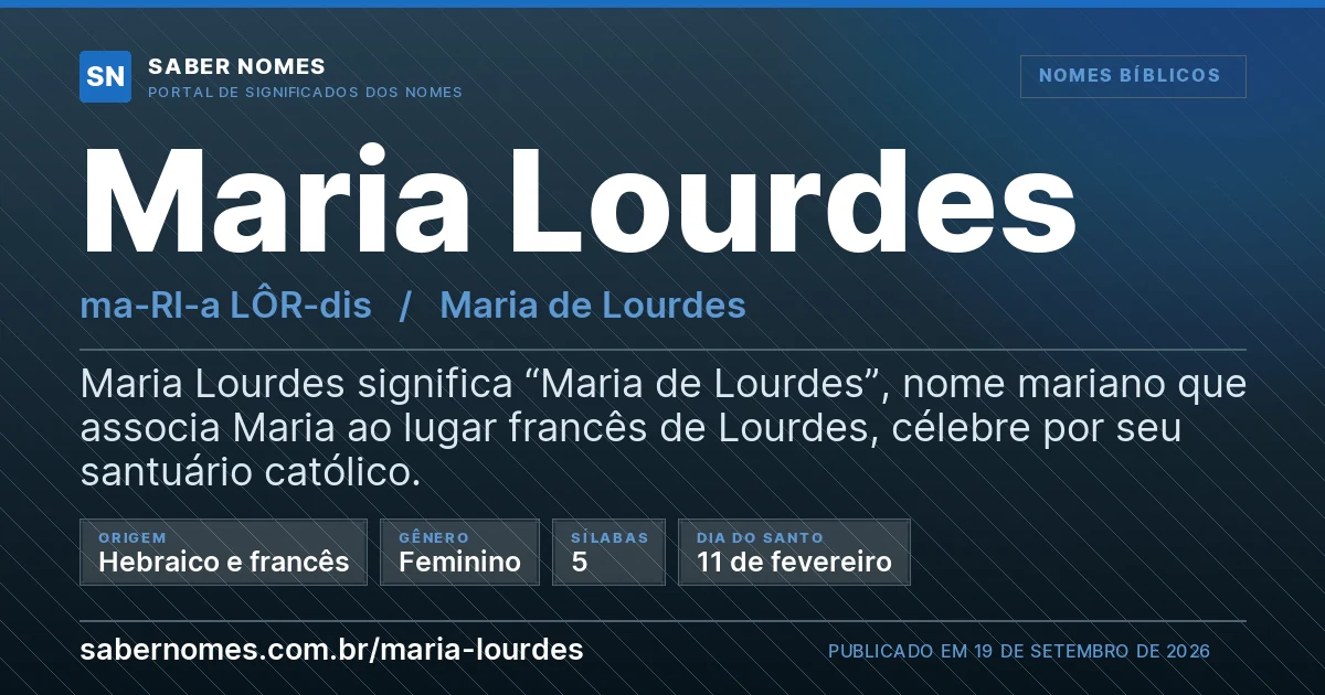 Imagem com o significado do nome Maria Lourdes
