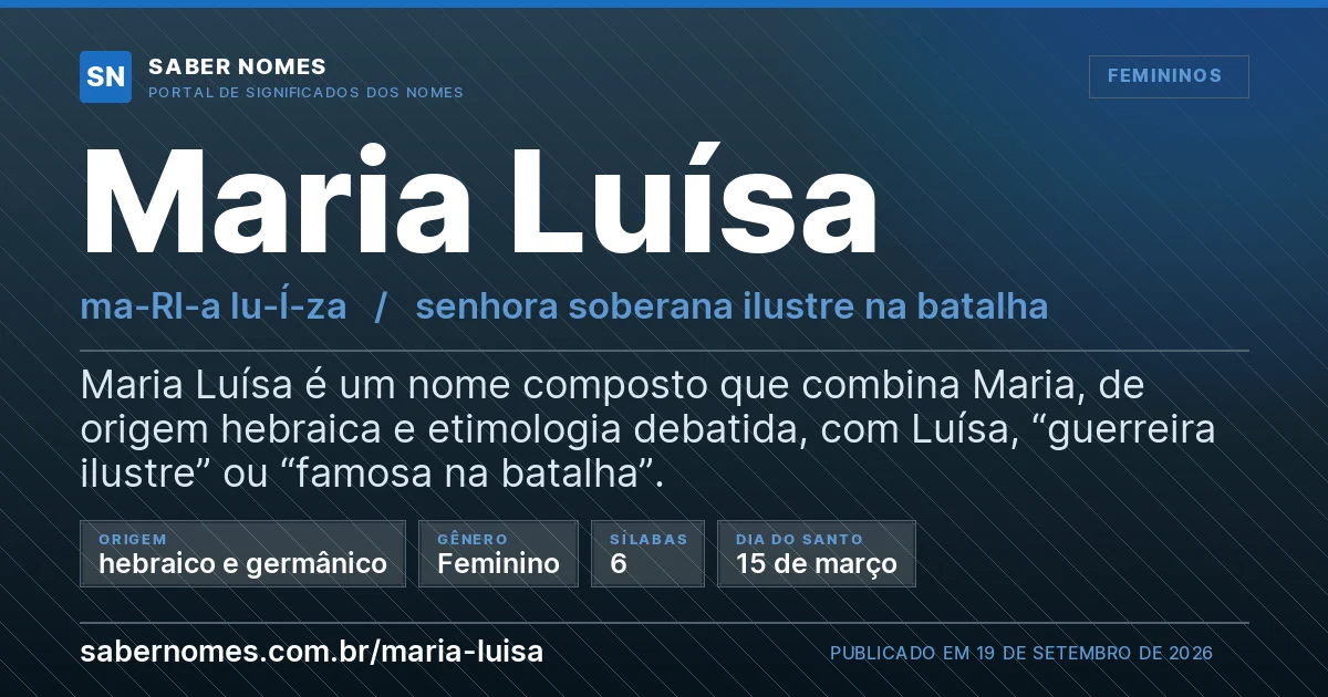 Imagem com o significado do nome Maria Luísa
