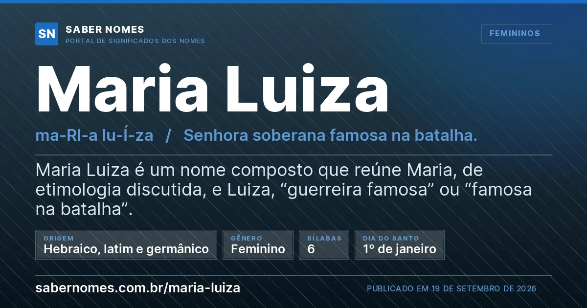 Imagem com o significado do nome Maria Luiza