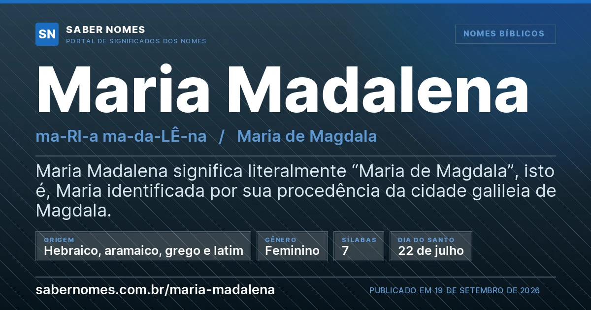 Imagem com o significado do nome Maria Madalena