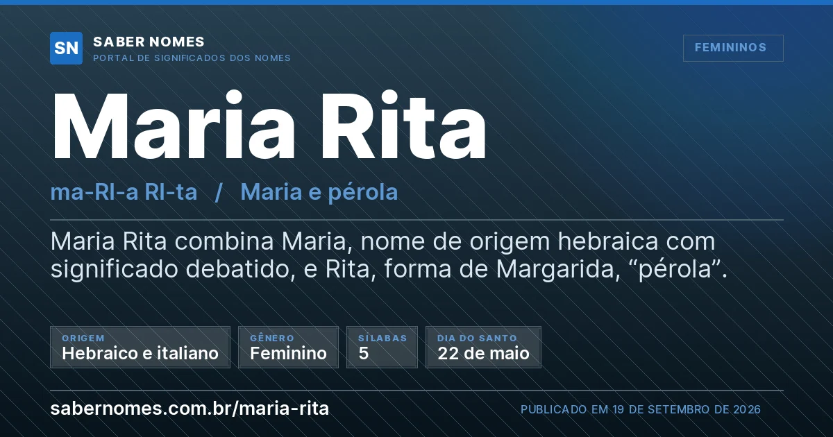 Imagem com o significado do nome Maria Rita
