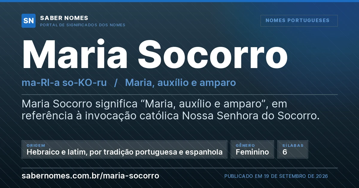 Imagem com o significado do nome Maria Socorro