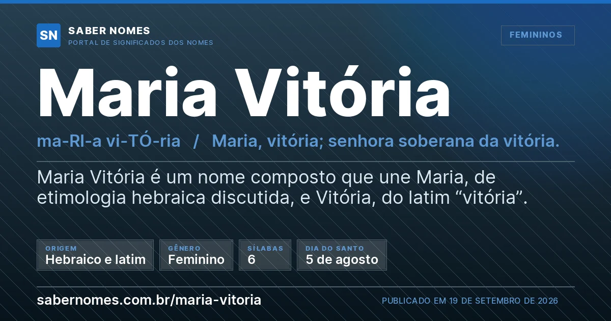 Imagem com o significado do nome Maria Vitória