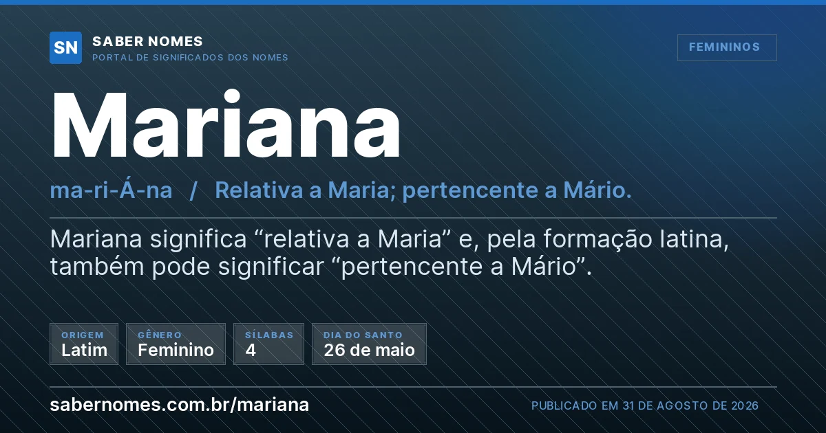 Imagem com o significado do nome Mariana