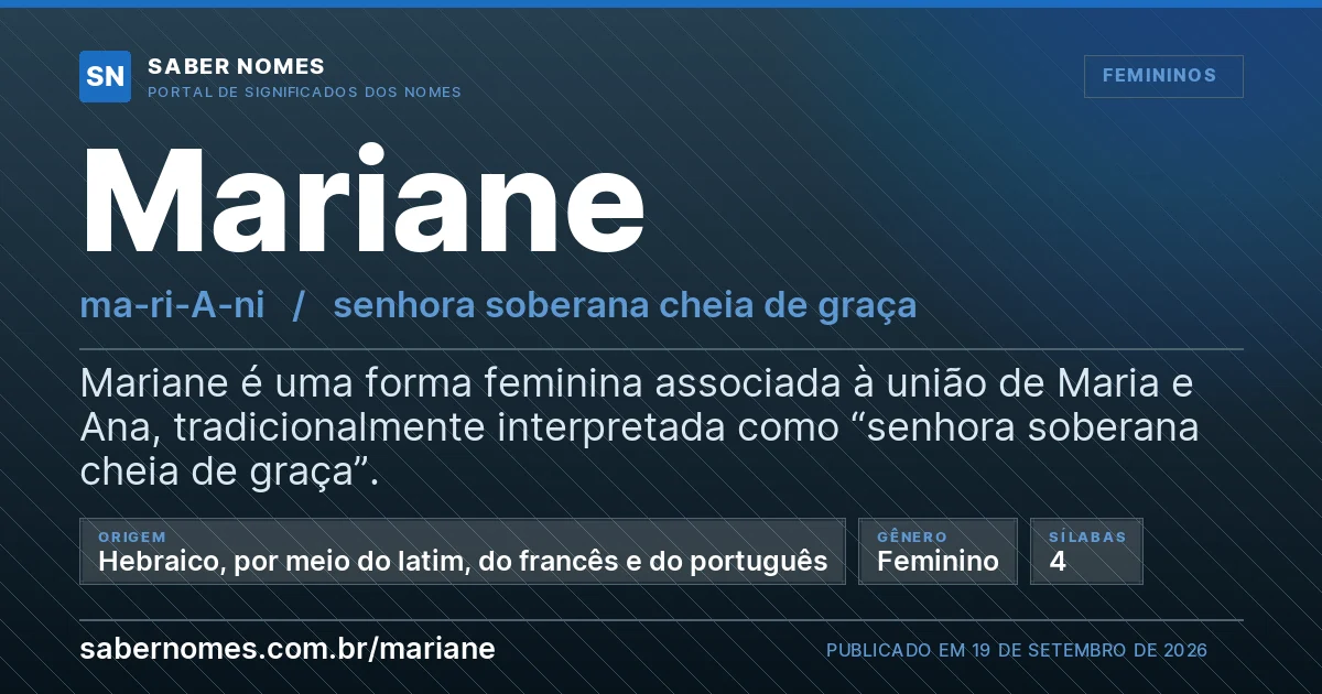 Imagem com o significado do nome Mariane