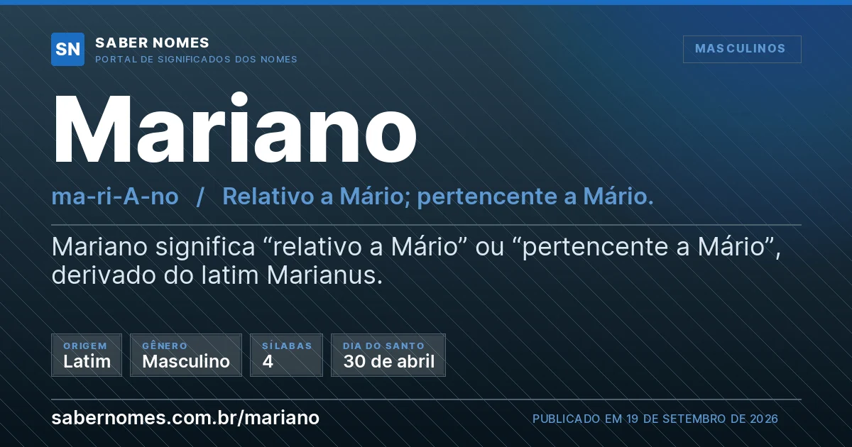 Imagem com o significado do nome Mariano