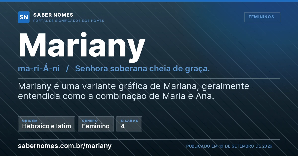 Imagem com o significado do nome Mariany