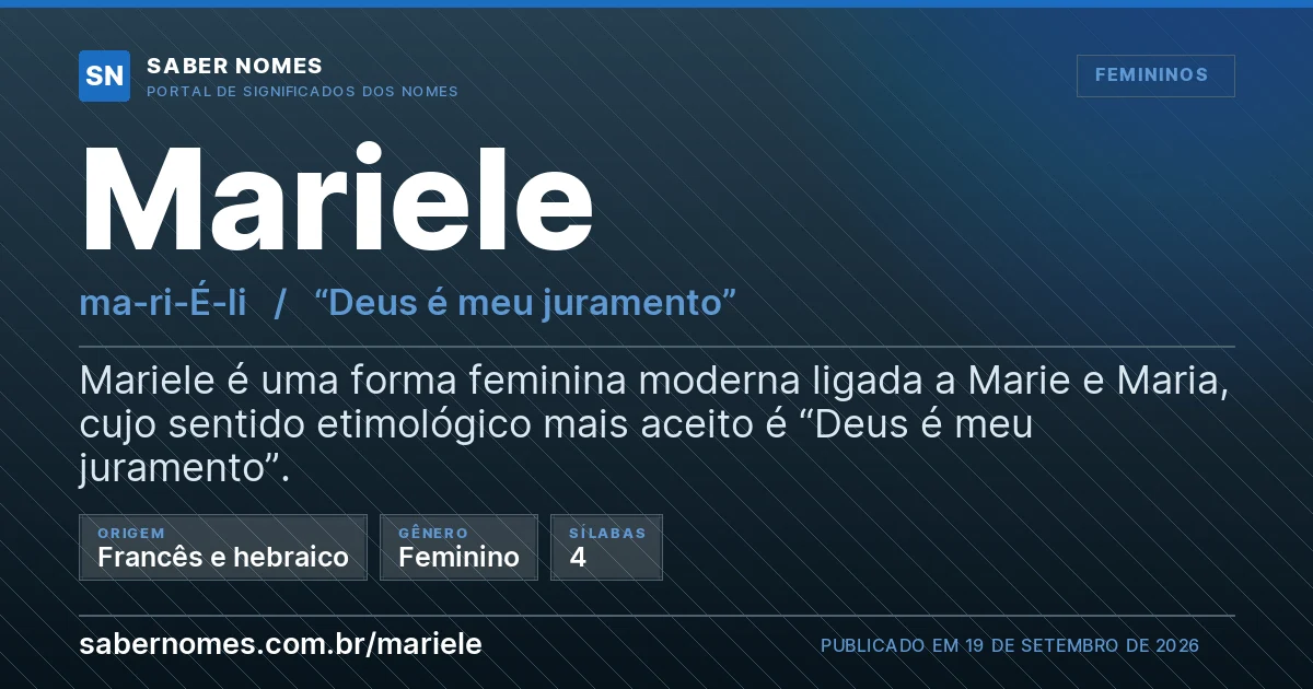 Imagem com o significado do nome Mariele