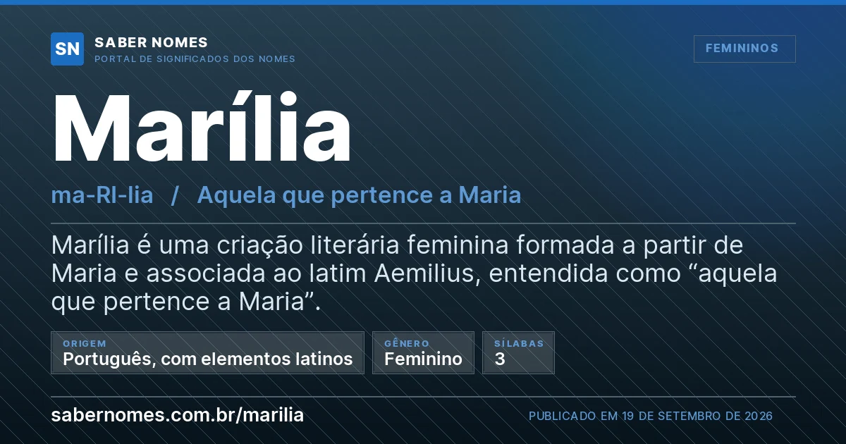 Imagem com o significado do nome Marília