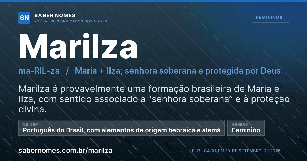 Imagem com o significado do nome Marilza