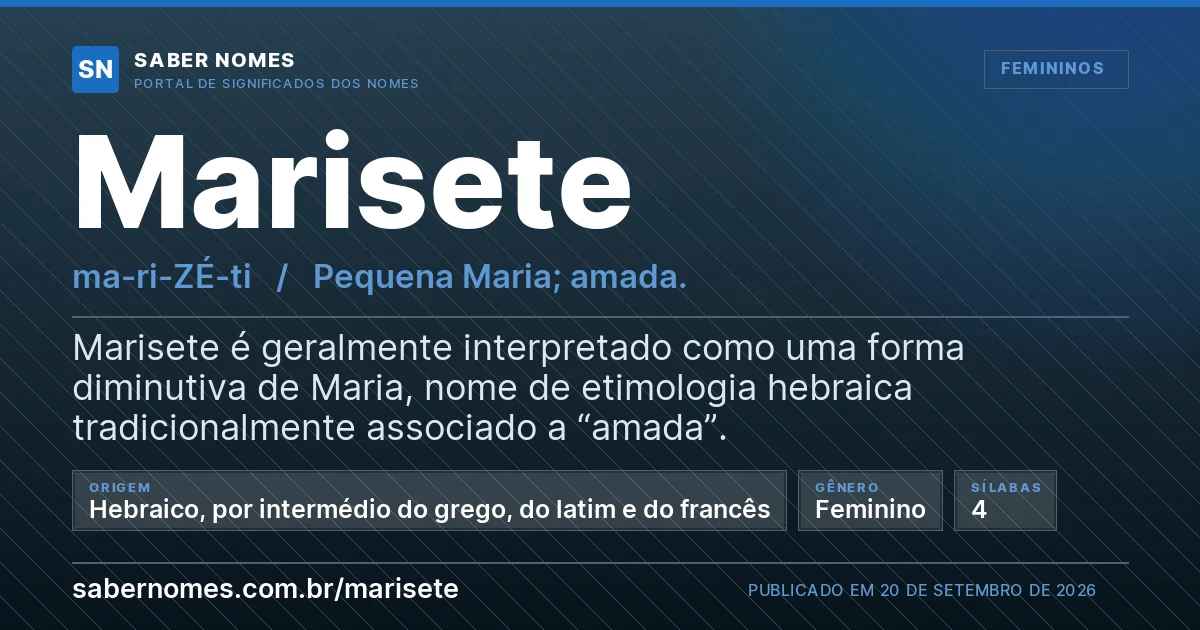 Imagem com o significado do nome Marisete