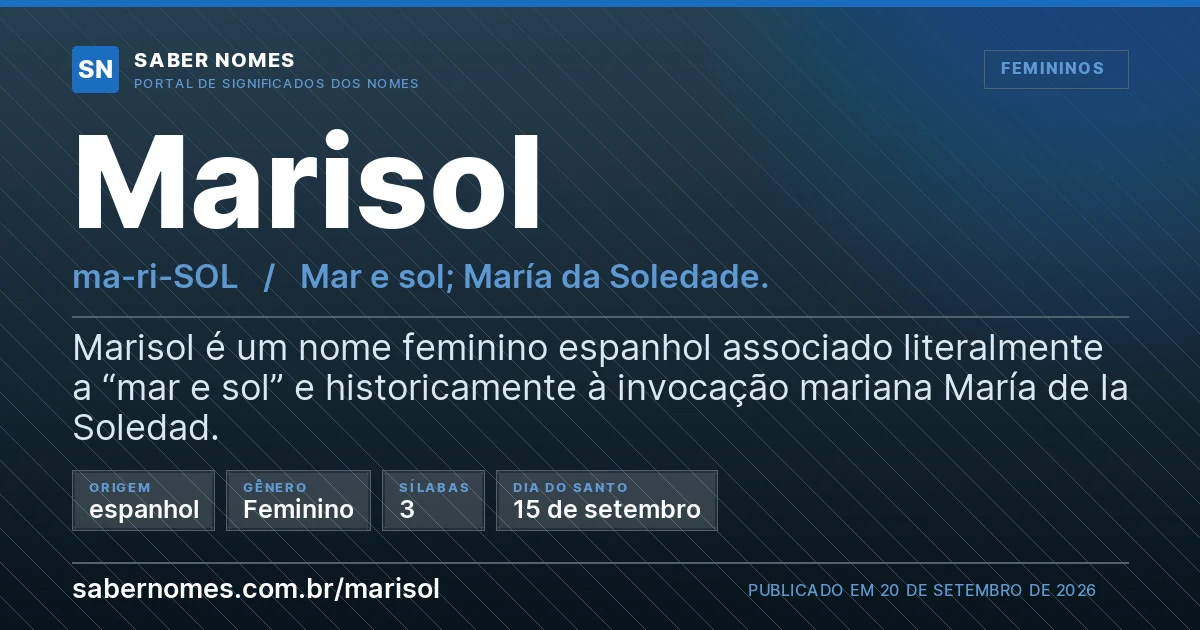 Imagem com o significado do nome Marisol