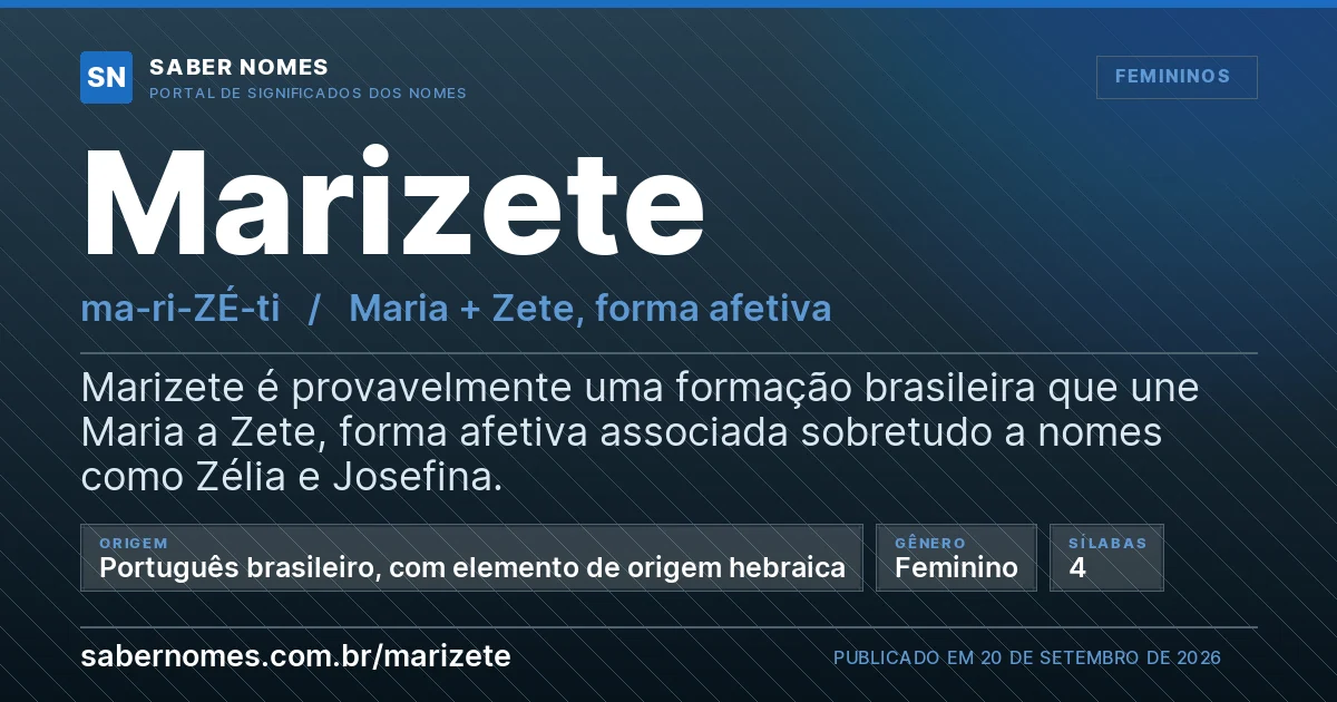 Imagem com o significado do nome Marizete
