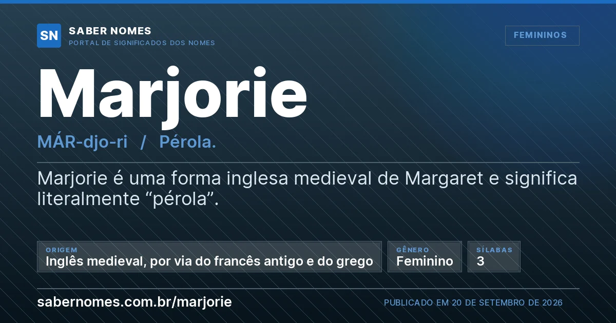 Imagem com o significado do nome Marjorie