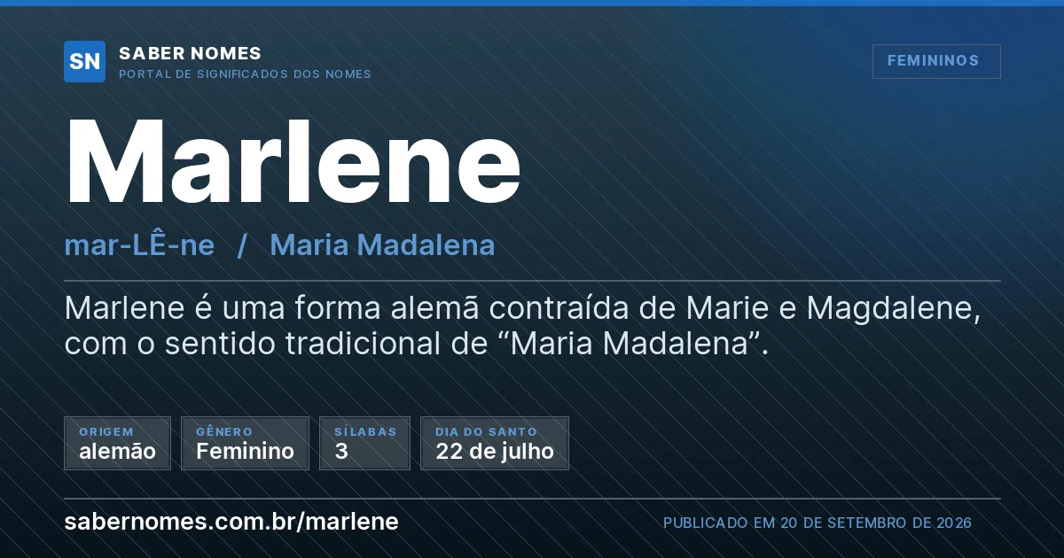 Imagem com o significado do nome Marlene