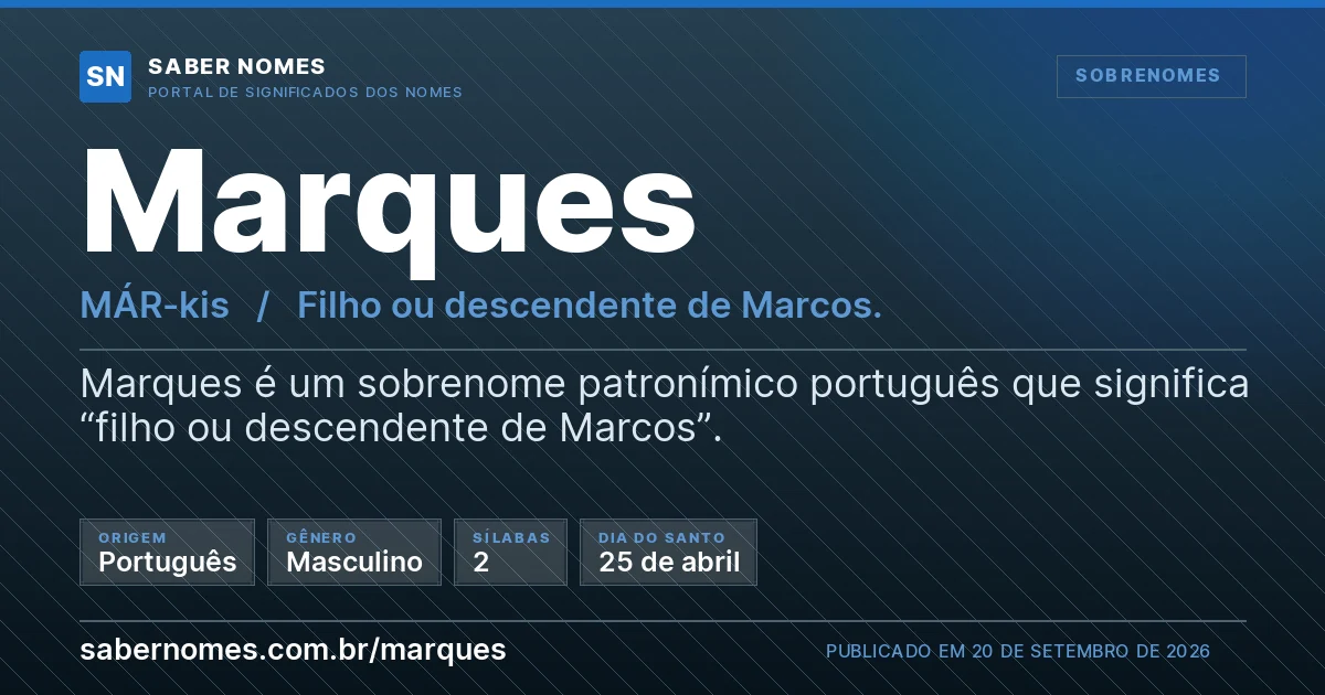 Imagem com o significado do nome Marques