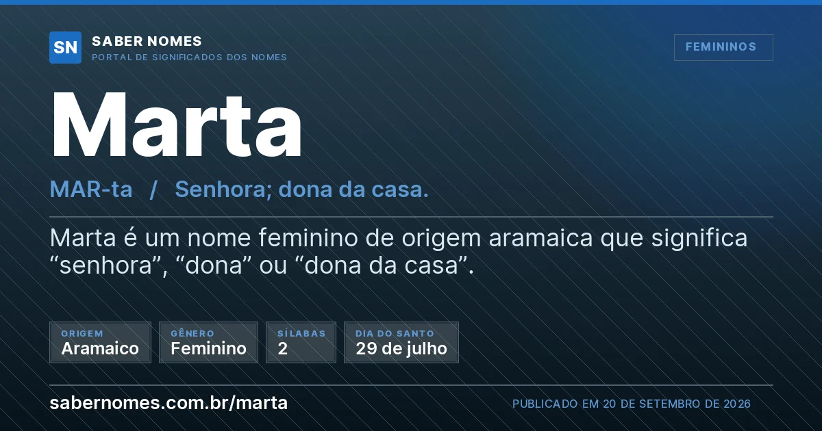 Imagem com o significado do nome Marta