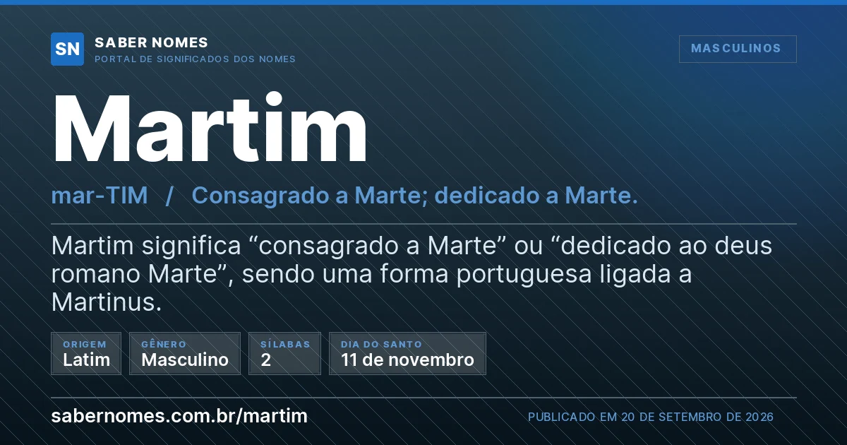 Imagem com o significado do nome Martim