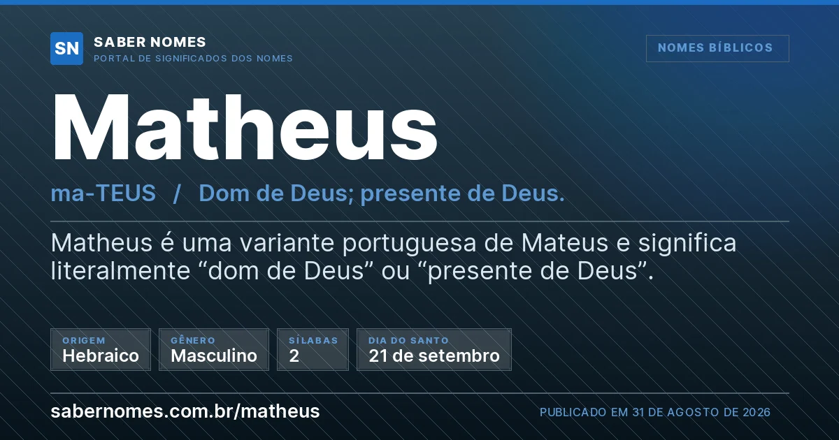Imagem com o significado do nome Matheus