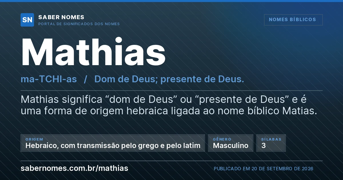 Imagem com o significado do nome Mathias