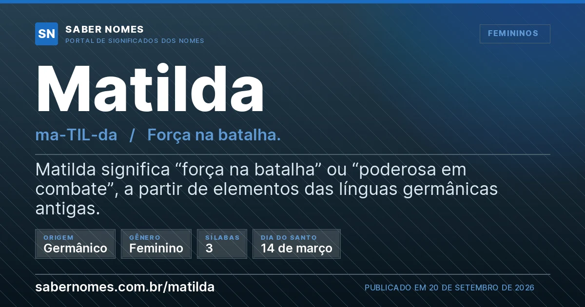 Imagem com o significado do nome Matilda