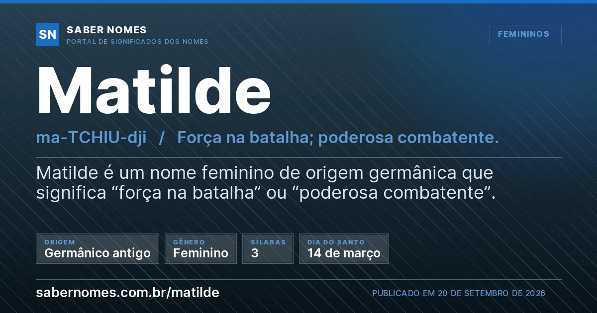 Imagem com o significado do nome Matilde