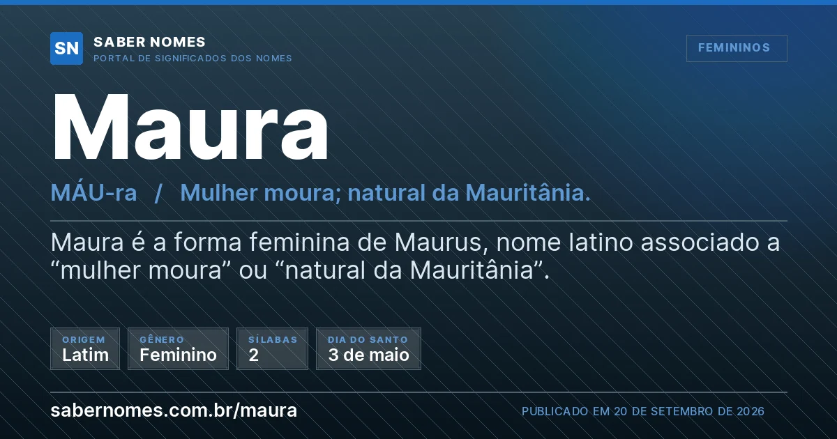 Imagem com o significado do nome Maura