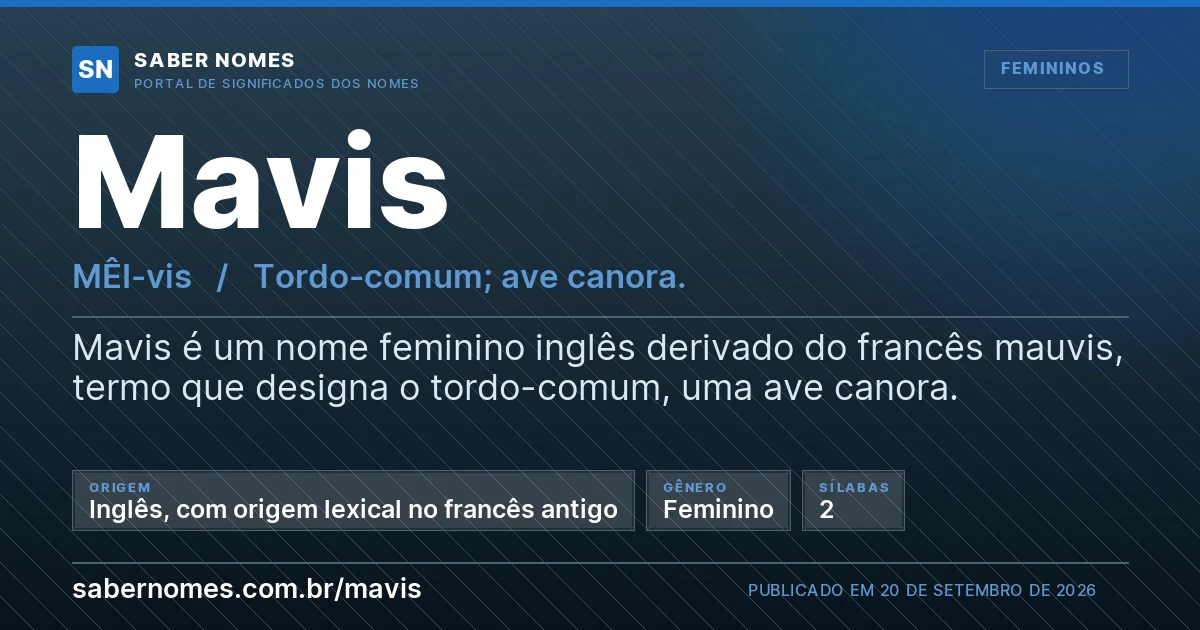 Imagem com o significado do nome Mavis