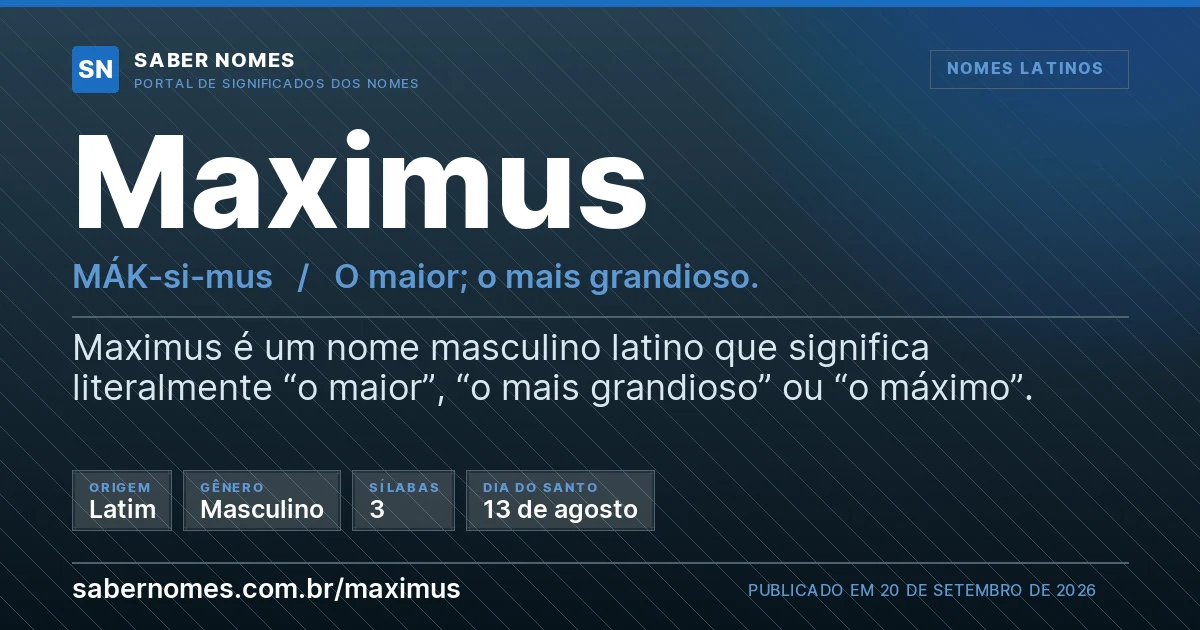 Imagem com o significado do nome Maximus
