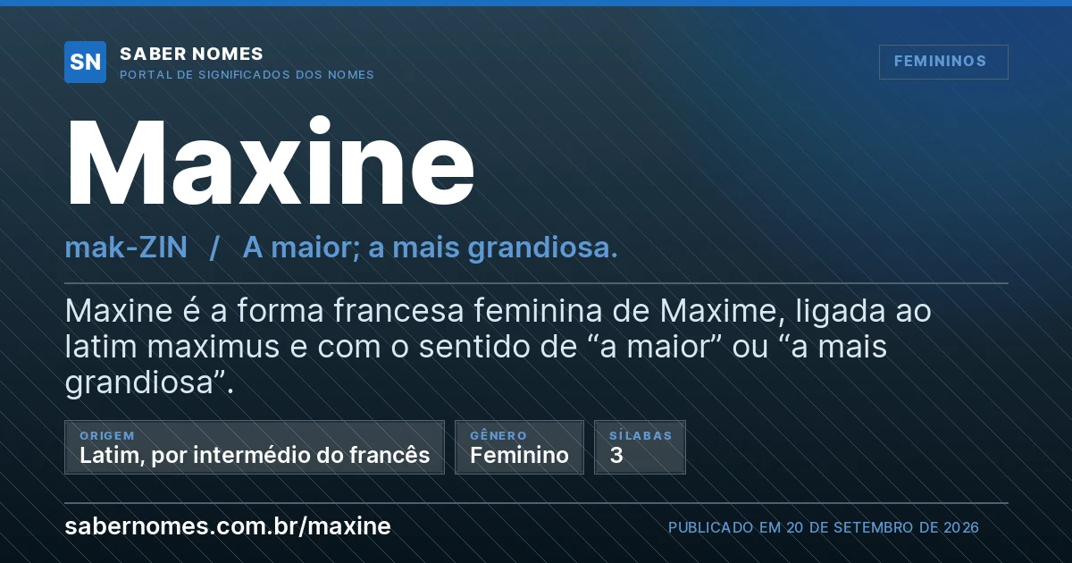 Imagem com o significado do nome Maxine