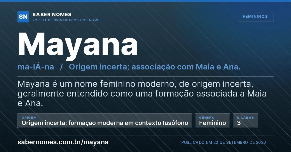 Imagem com o significado do nome Mayana