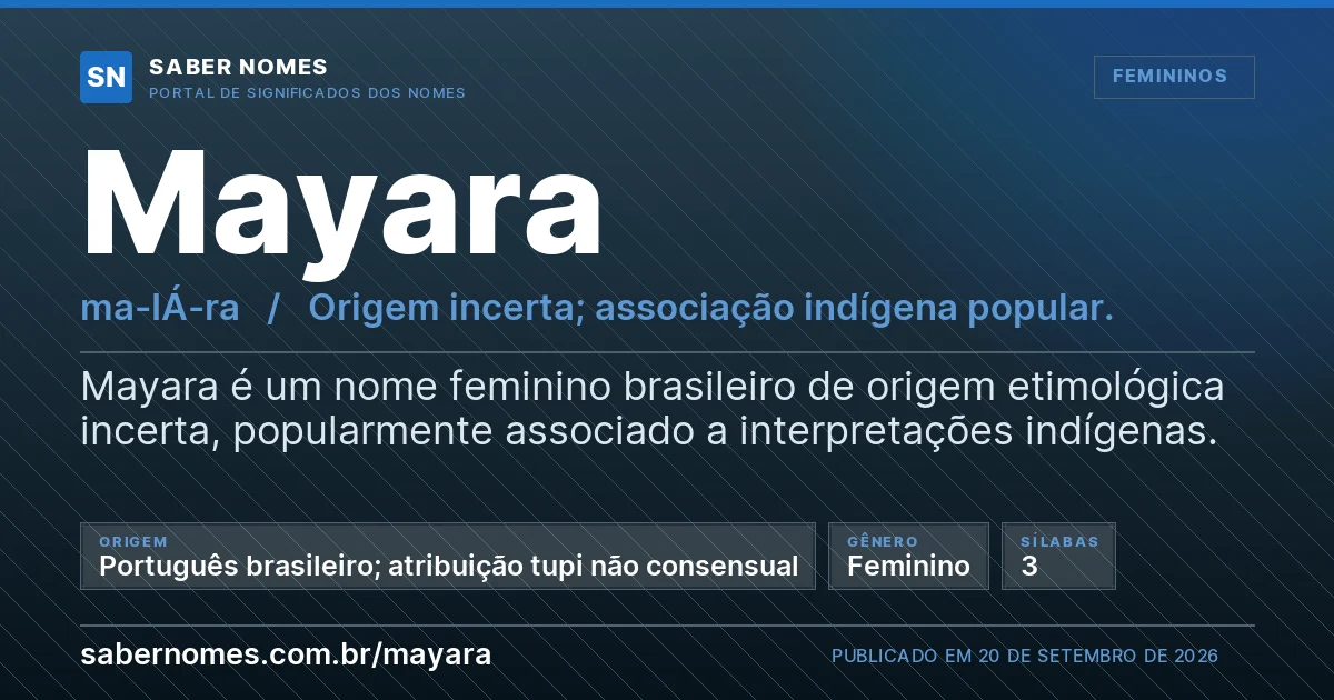 Imagem com o significado do nome Mayara