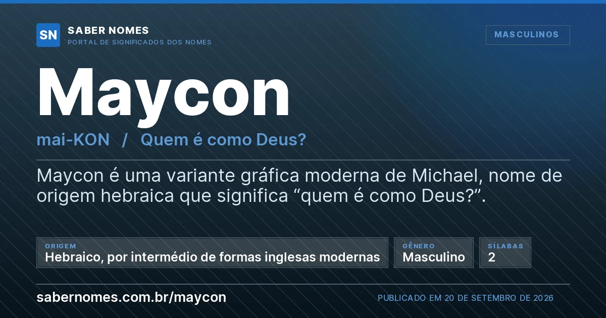 Imagem com o significado do nome Maycon
