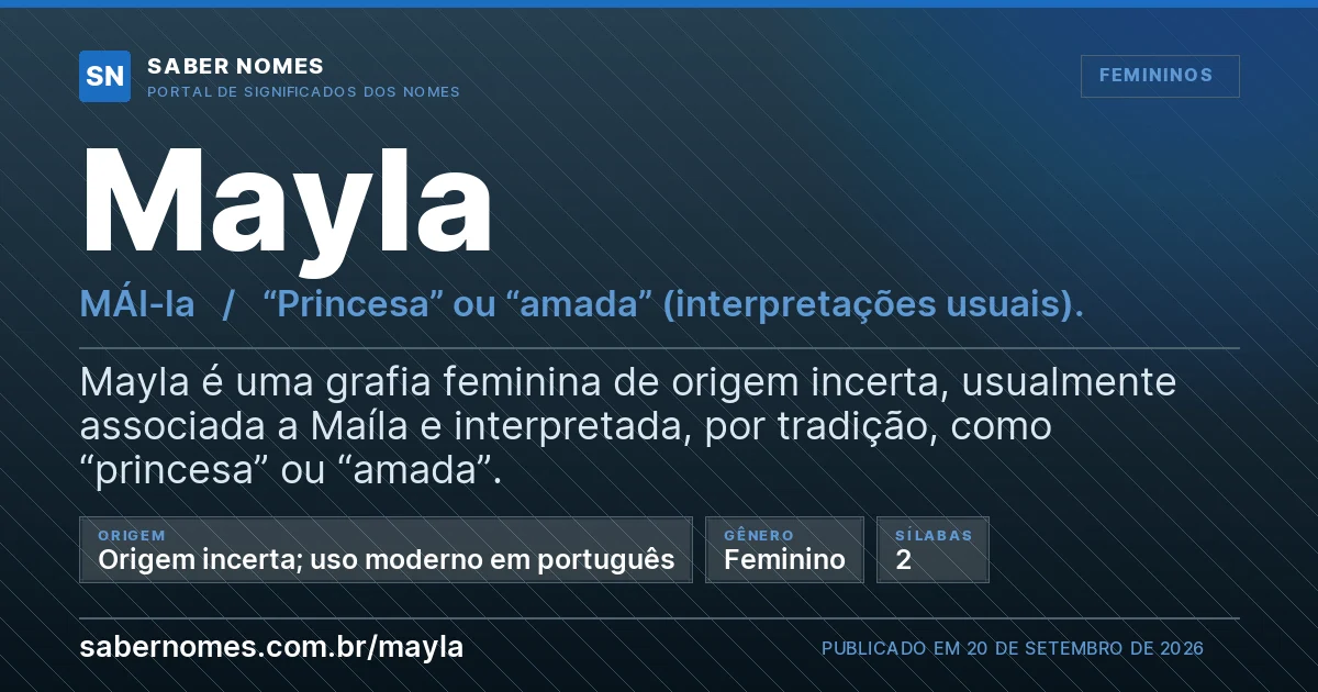 Imagem com o significado do nome Mayla