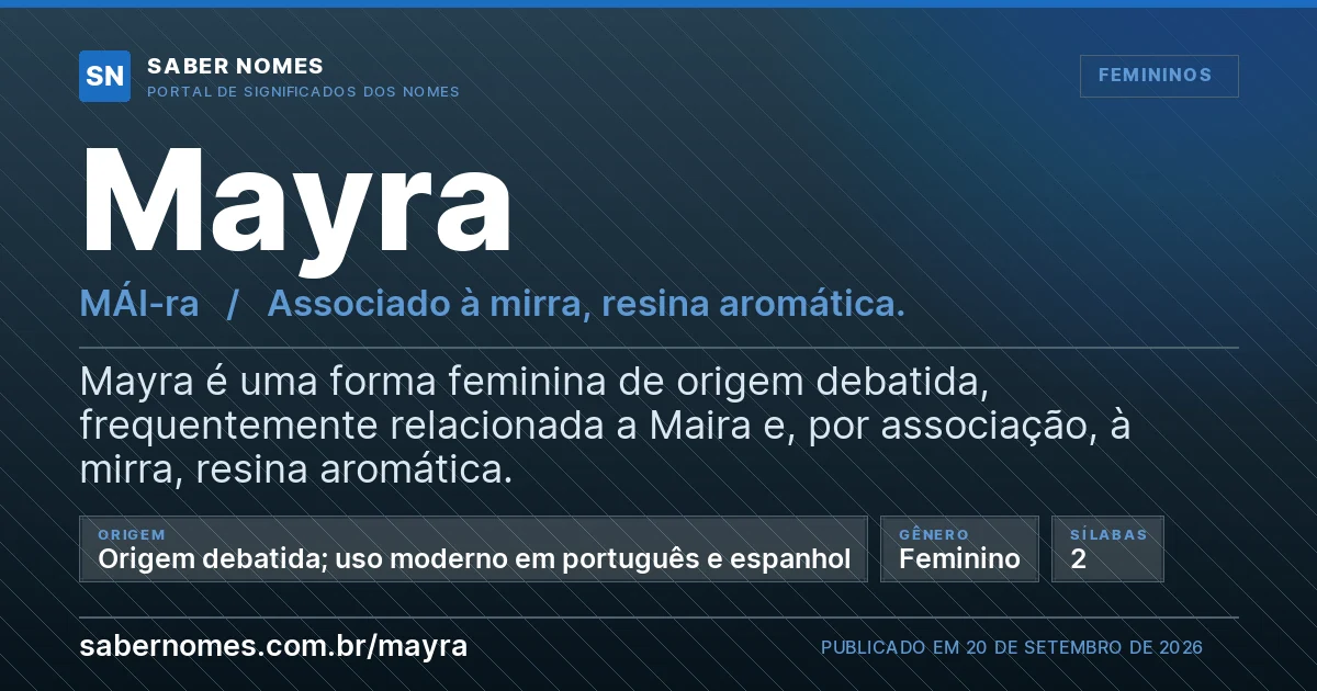 Imagem com o significado do nome Mayra