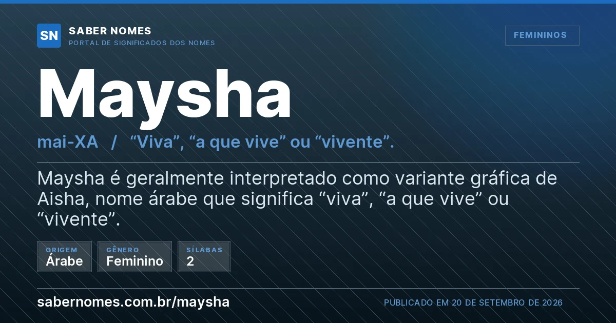 Imagem com o significado do nome Maysha