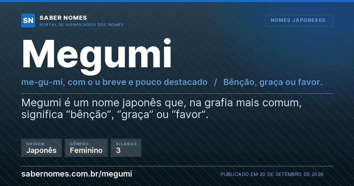 Imagem com o significado do nome Megumi