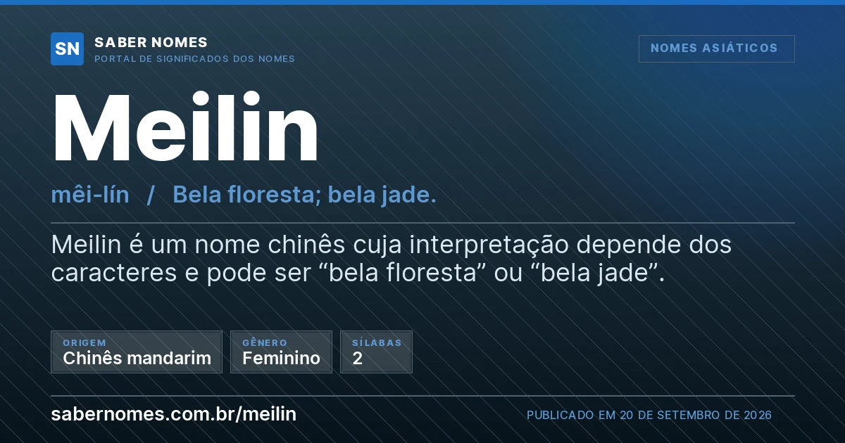 Imagem com o significado do nome Meilin