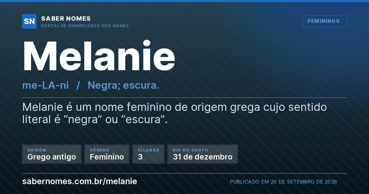 Imagem com o significado do nome Melanie