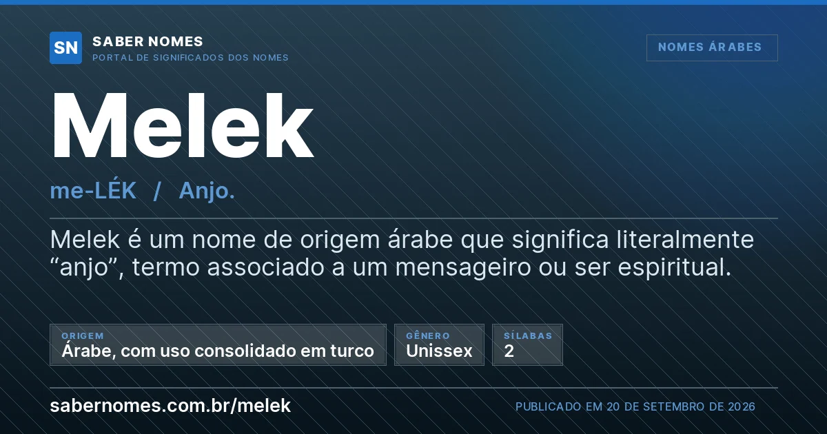 Imagem com o significado do nome Melek