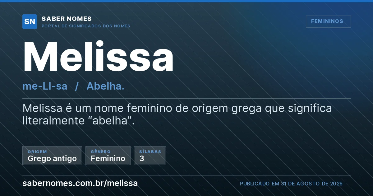 Imagem com o significado do nome Melissa