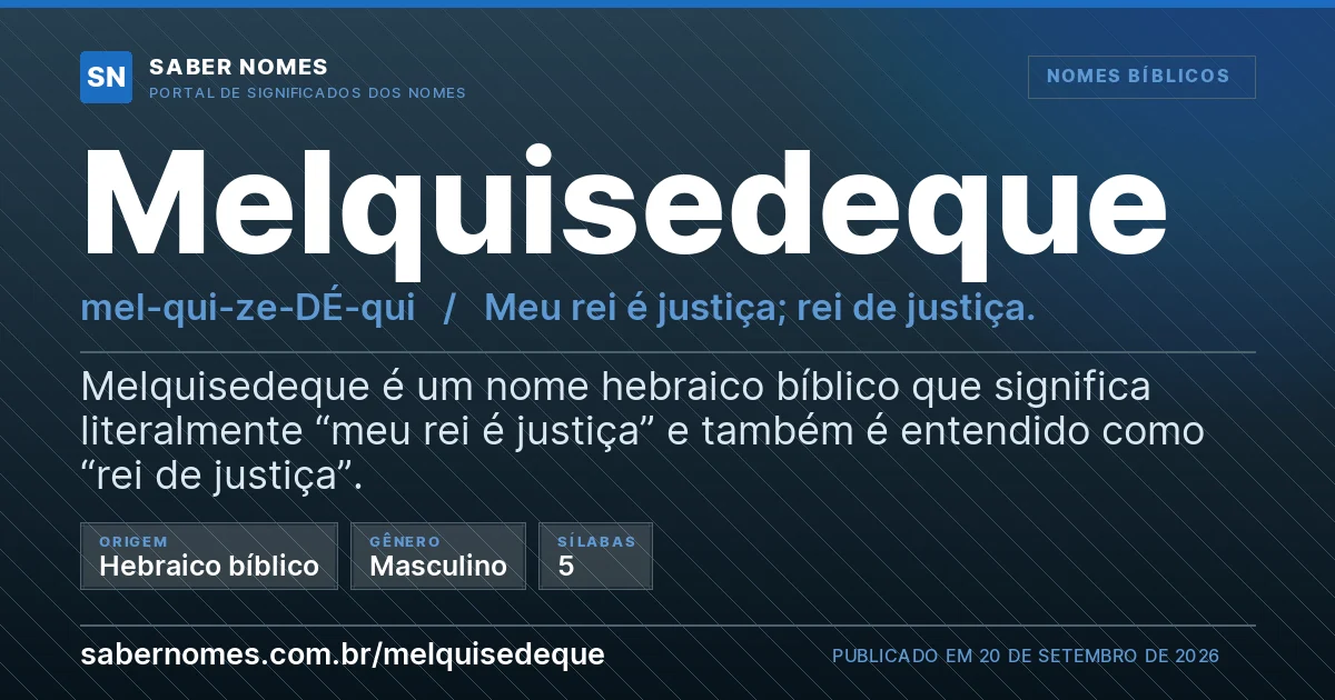 Imagem com o significado do nome Melquisedeque