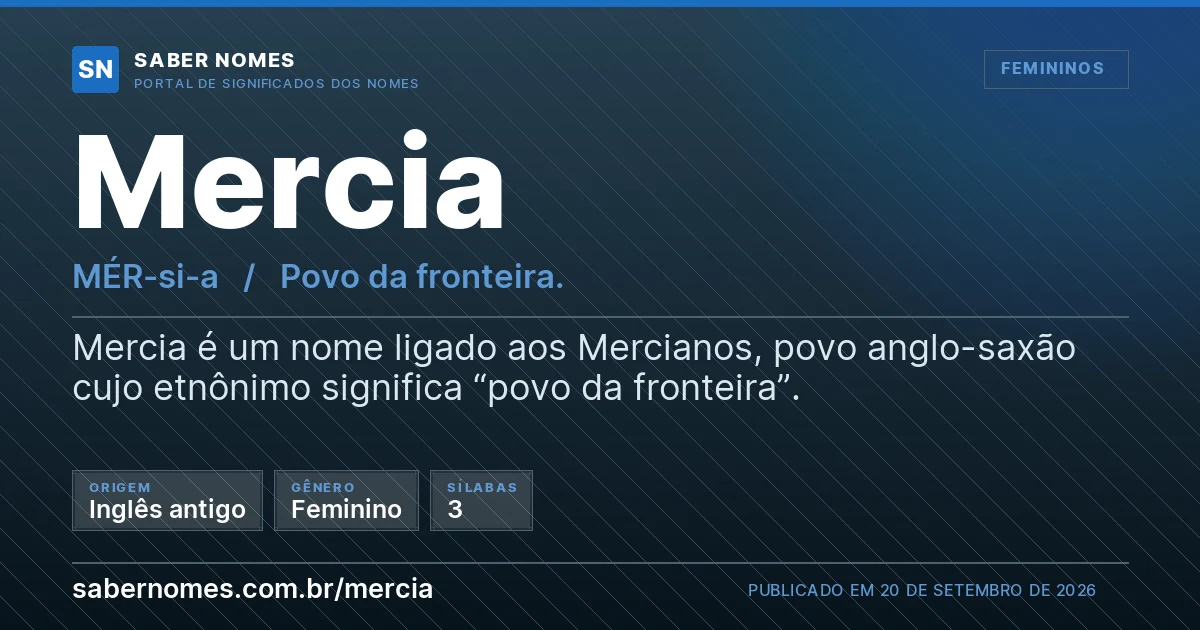 Imagem com o significado do nome Mercia