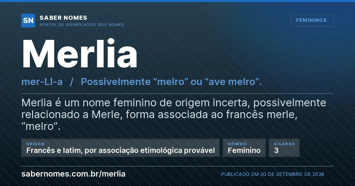 Imagem com o significado do nome Merlia