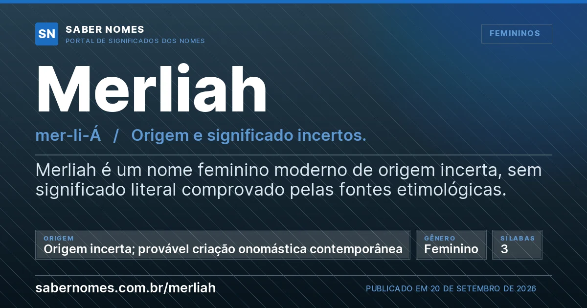 Imagem com o significado do nome Merliah